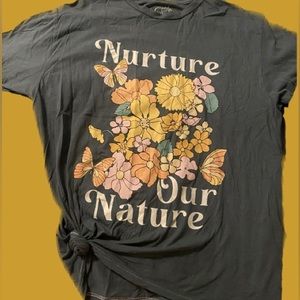 Women’s Graphic Tee Tie-Knot Hunter Green “Nurture our Nature”